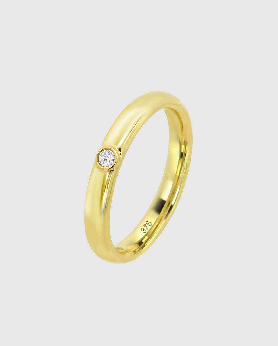 Imagem 0 de Anel Hin00489 Basics de Ouro 9k com Acabamento Brilhante com Zirconita e Motivo Solitário