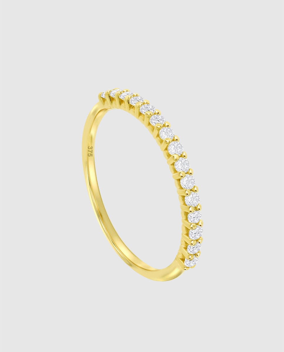 Anel Hin00503 Basics de Ouro 9k com Acabamento Brilhante e Zirconita Branco-2