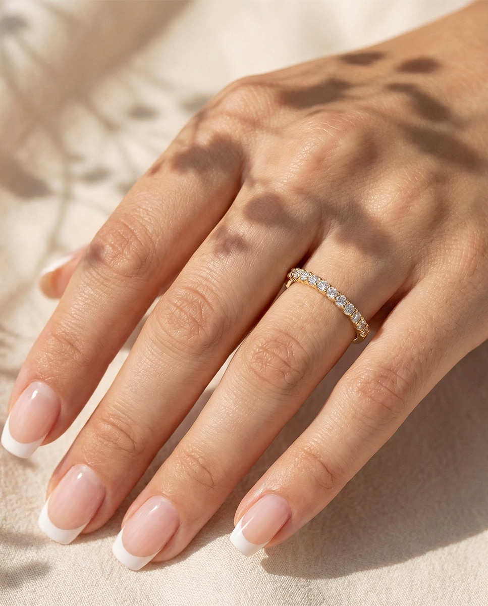 Anel Hin00503 Basics de Ouro 9k com Acabamento Brilhante e Zirconita Branco-4