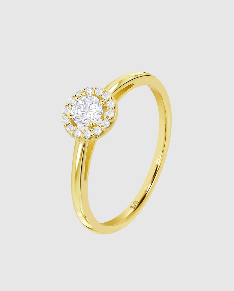 Imagem 0 de Anel Hin00505 Basics de Ouro 9k com Acabamento Brilhante e Zirconita e Motivo Solitário