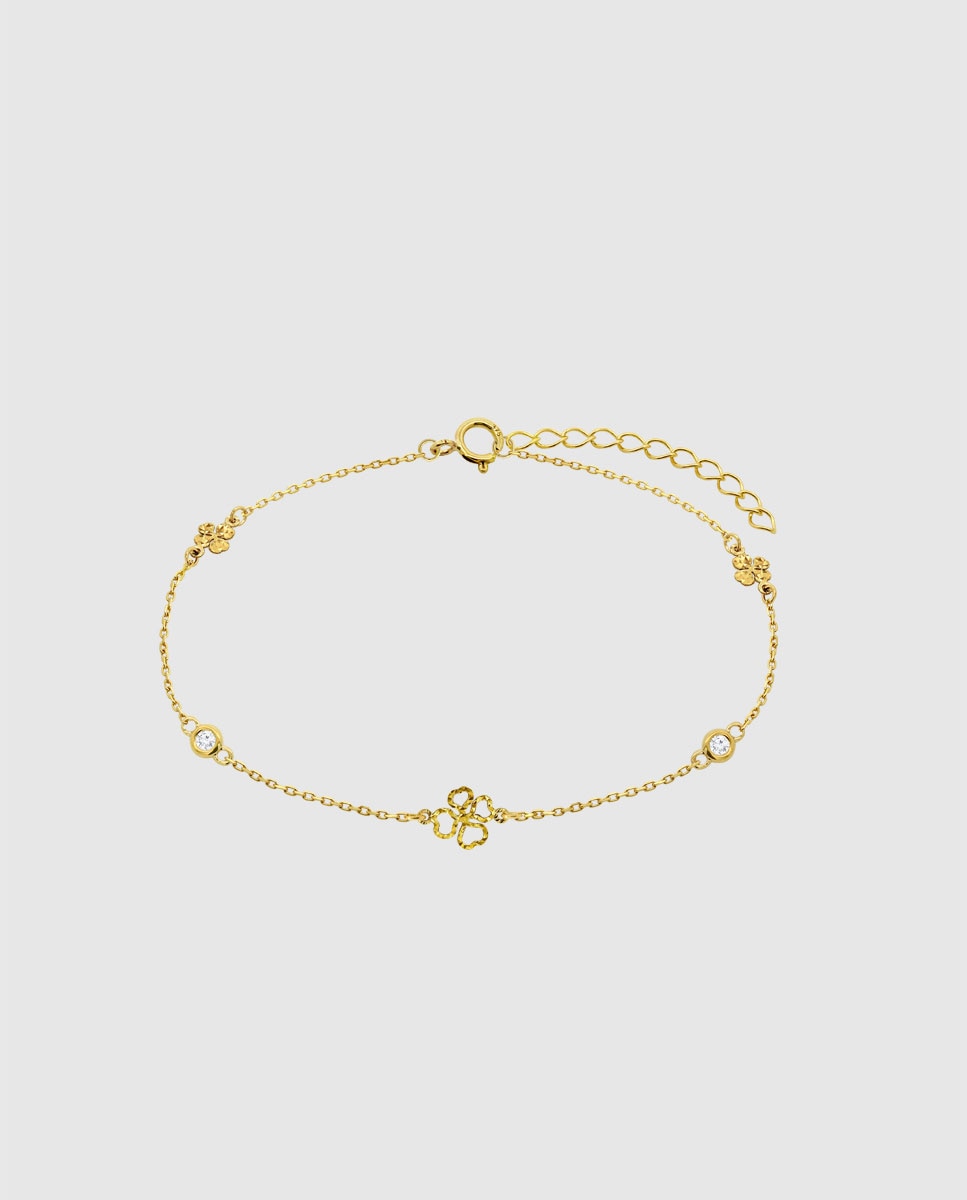 Imagem 0 de Pulseira com Charm Hin00490 19 Basics de Ouro 9k com Acabamento Brilhante e Motivo Trevo