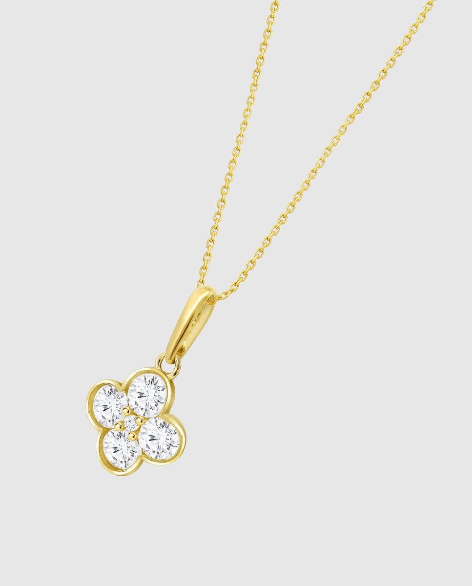 Hin00499/45 Basics de Ouro 9k com Acabamento Brilhante e Motivo Flor Amarelo-1