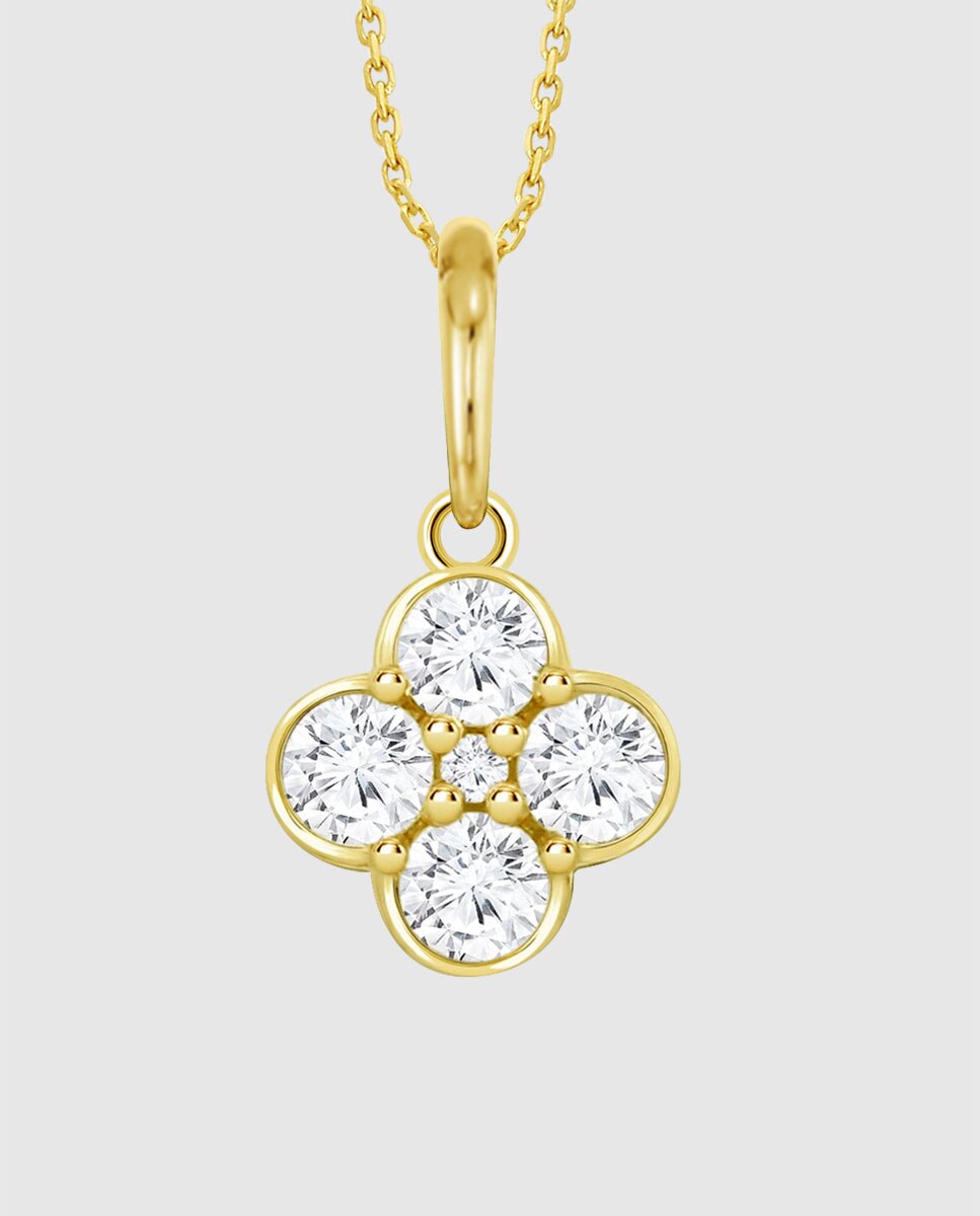 Hin00499/45 Basics de Ouro 9k com Acabamento Brilhante e Motivo Flor Amarelo-2