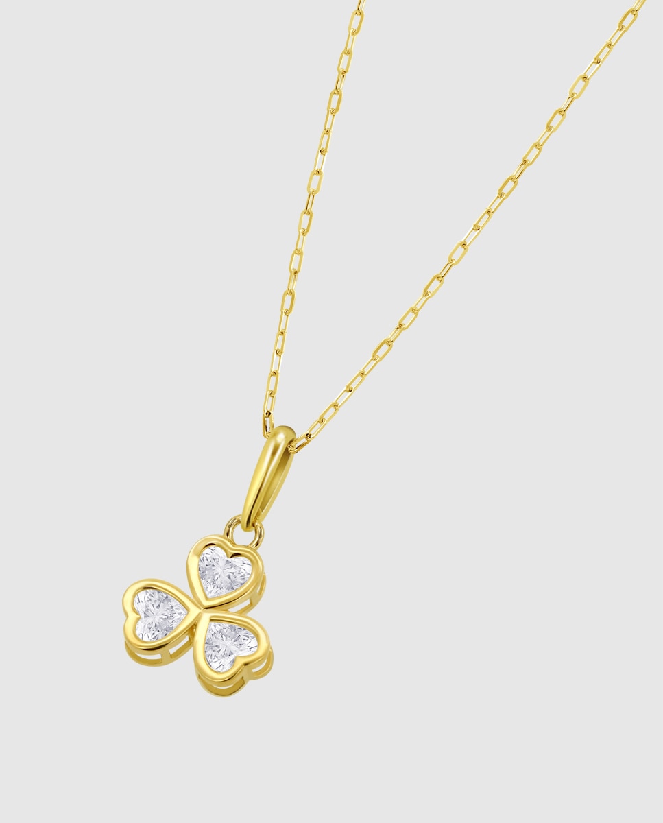 Imagem 0 de Corrente com Pingente Hin00514 45 Basics de Ouro 9k com Acabamento Brilhante e Zirconita e Motivo Coração