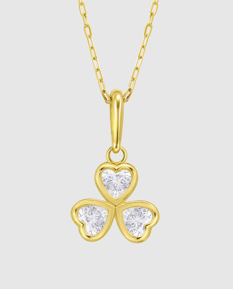 Corrente com Pingente Hin00514 45 Basics de Ouro 9k com Acabamento Brilhante e Zirconita e Motivo Coração Branco-2