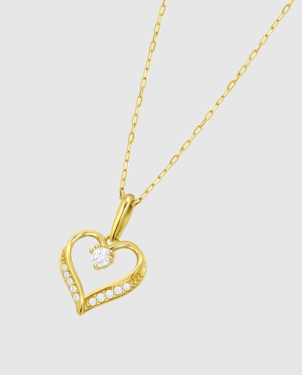 Imagem 0 de Corrente com Pingente Hin00524 45 Basics de Ouro 9k com Acabamento Brilhante e Zircónios e Motivo Coração