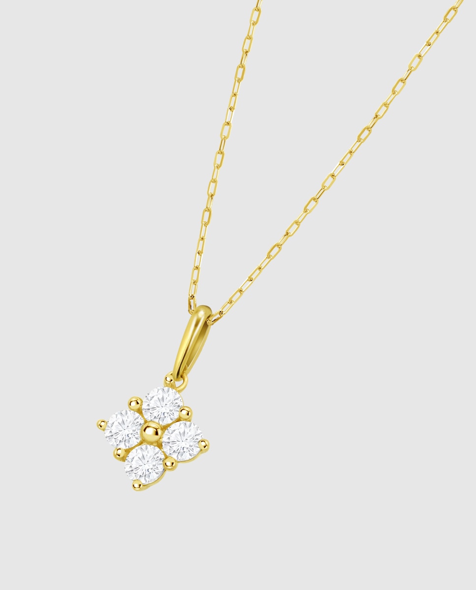 Imagem 0 de Corrente com Pingente Hin00525 45 Basics de Ouro 9k com Acabamento Brilhante e Zircónias com Motivo de Flor