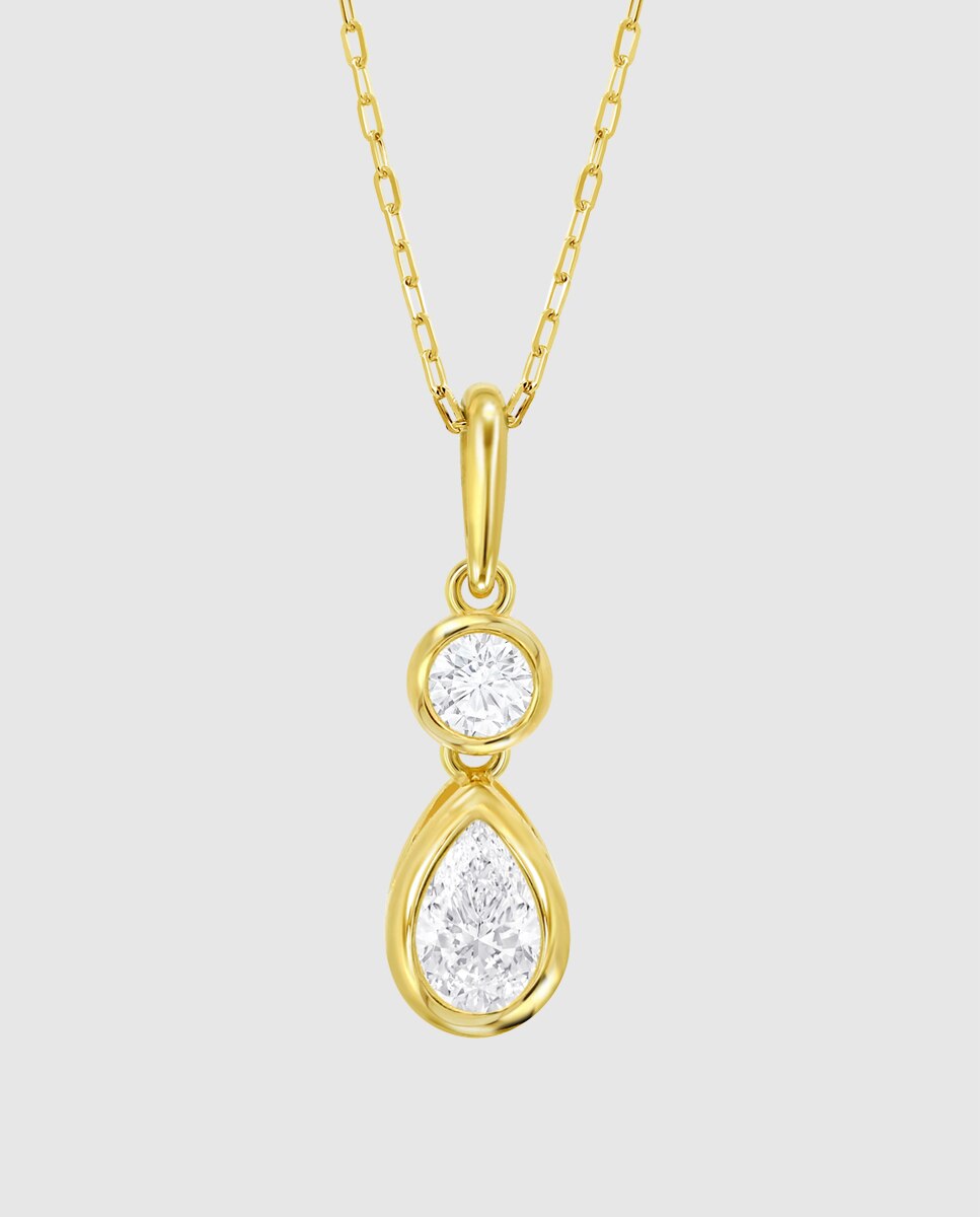 Corrente com Pingente Hin00526 45 Basics de Ouro 9k com Acabamento Brilhante e Zircónios Branco-2