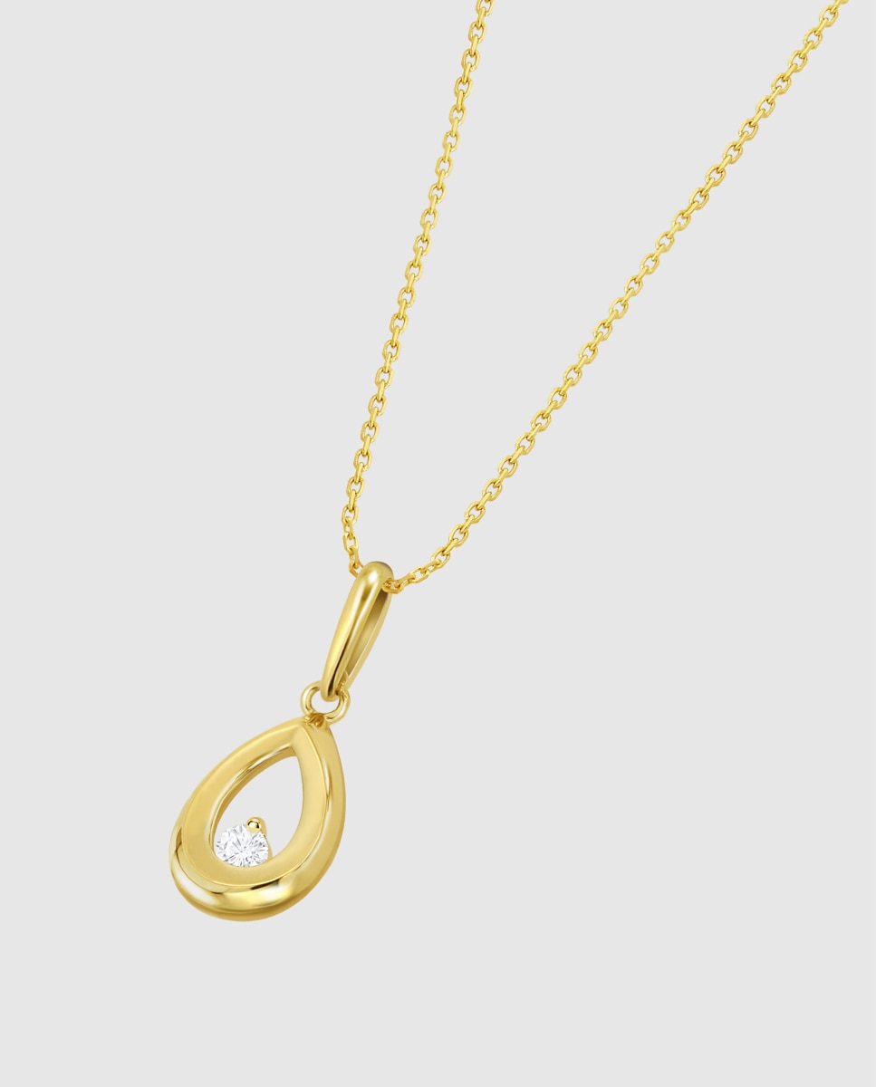 Imagem 0 de Corrente com Pingente Hin00527 45 Basics de Ouro 9k com Acabamento Brilhante e Zirconita e Motivo Natureza
