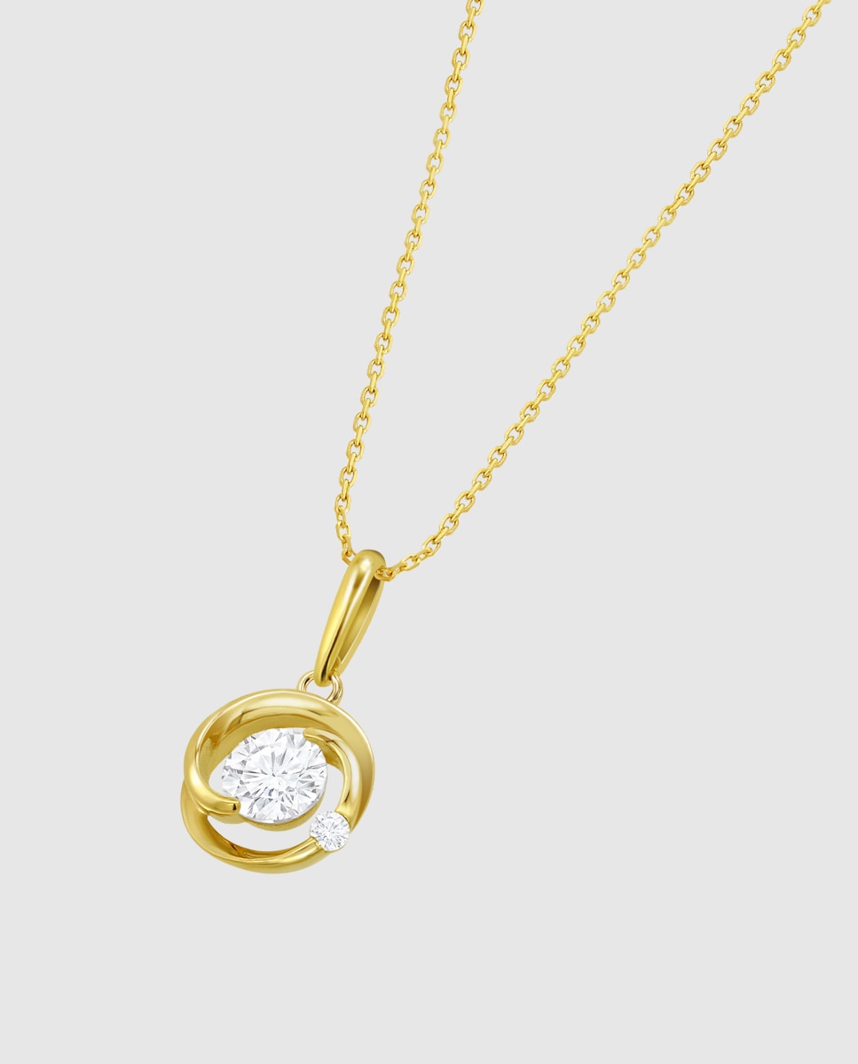 Imagem 0 de Corrente com Pingente Hin00528 45 Basics de Ouro 9k com Acabamento Brilhante e Zirconita e Motivo Geométrico
