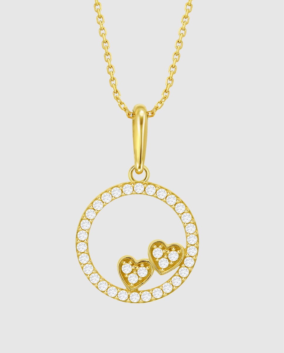 Corrente com Pingente Hin00529 45 Basics de Ouro 9k com Acabamento Brilhante e Zircónias Branco-2