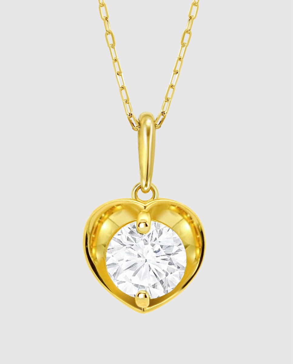 Corrente com Pingente Hin00532 45 Basics de Ouro 9k com Acabamento Brilhante e Zirconita e Motivo Geométrico Branco-2