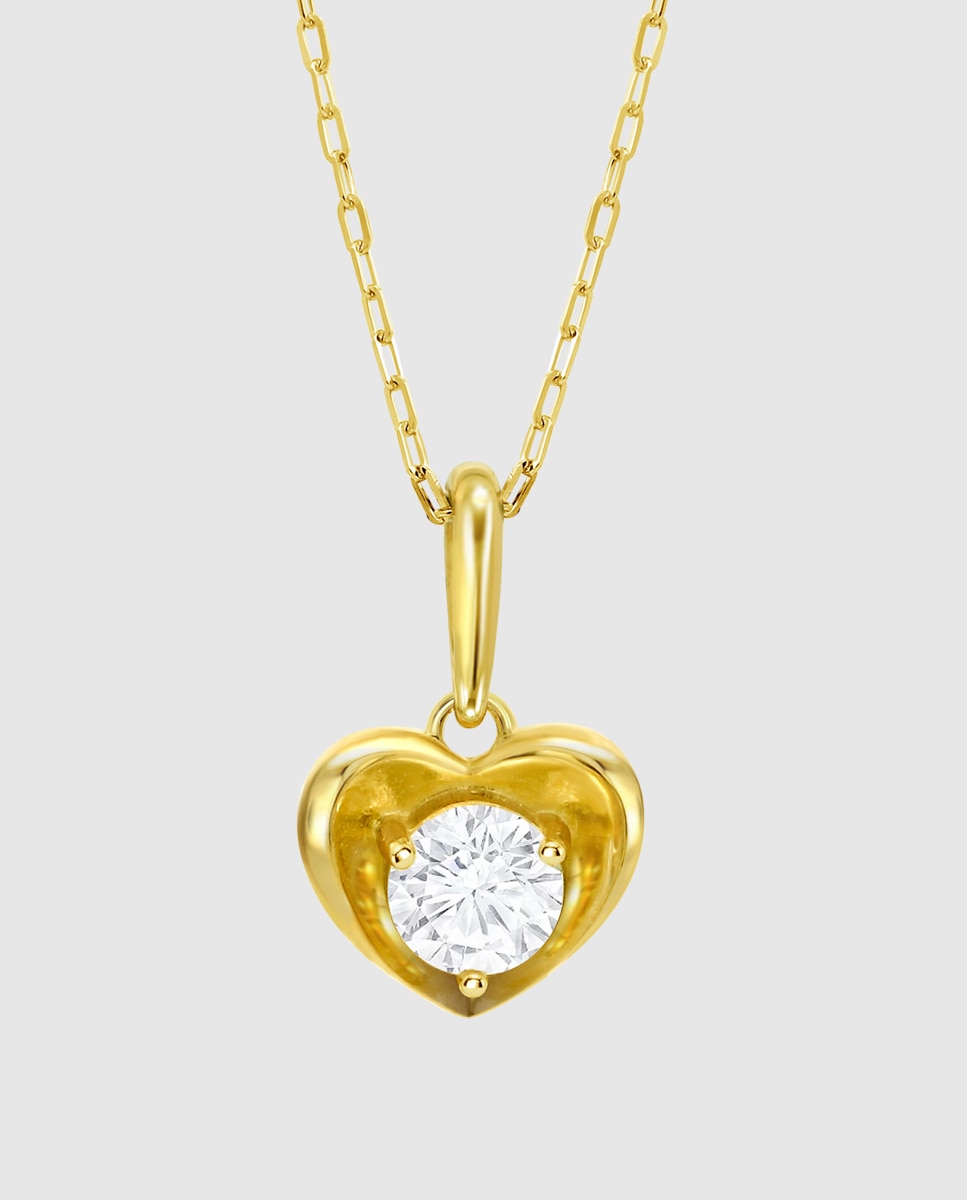 Corrente com Pingente Hin00533 45 Basics de Ouro 9k com Acabamento Brilhante e Zircónias Branco-2