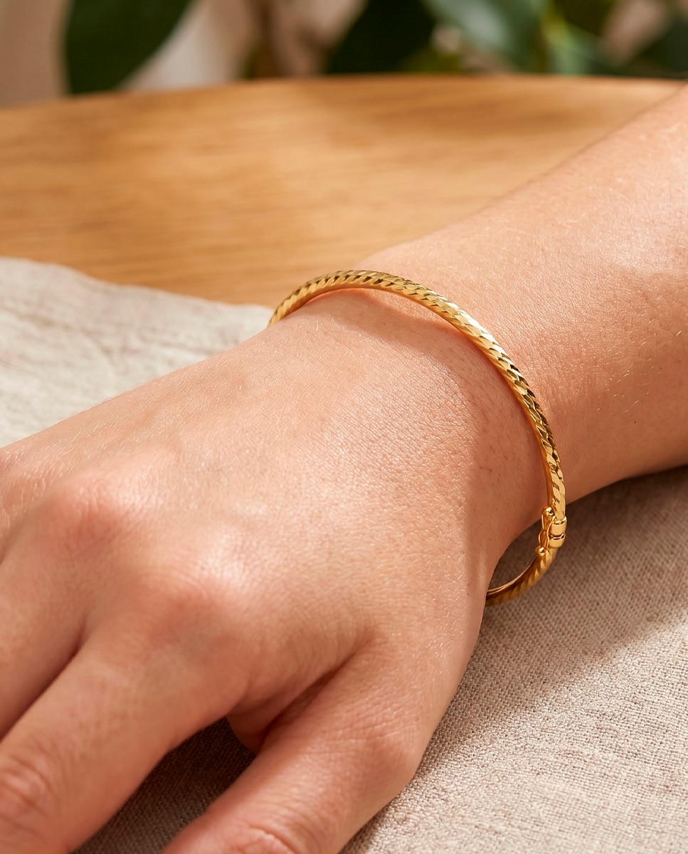 Pulseira Rígida Basics de Ouro Amarelo 9k com Acabamento Brilhante Amarelo-2