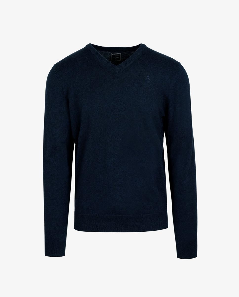 Camisola Regular Fit com Gola em V Navy-4