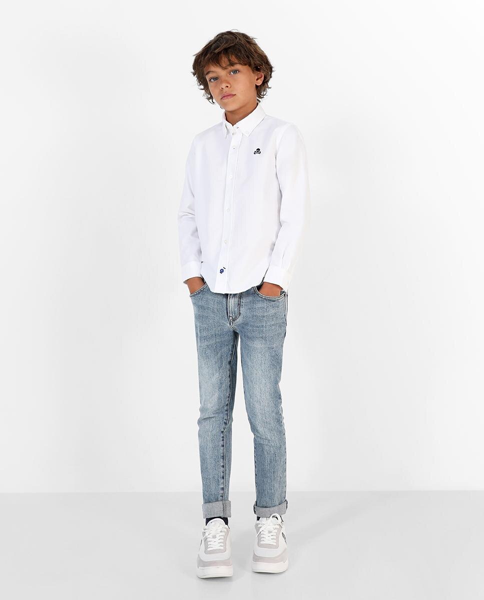 Camisa Infantil de Manga Comprida Lisa Scalpers Branco-2