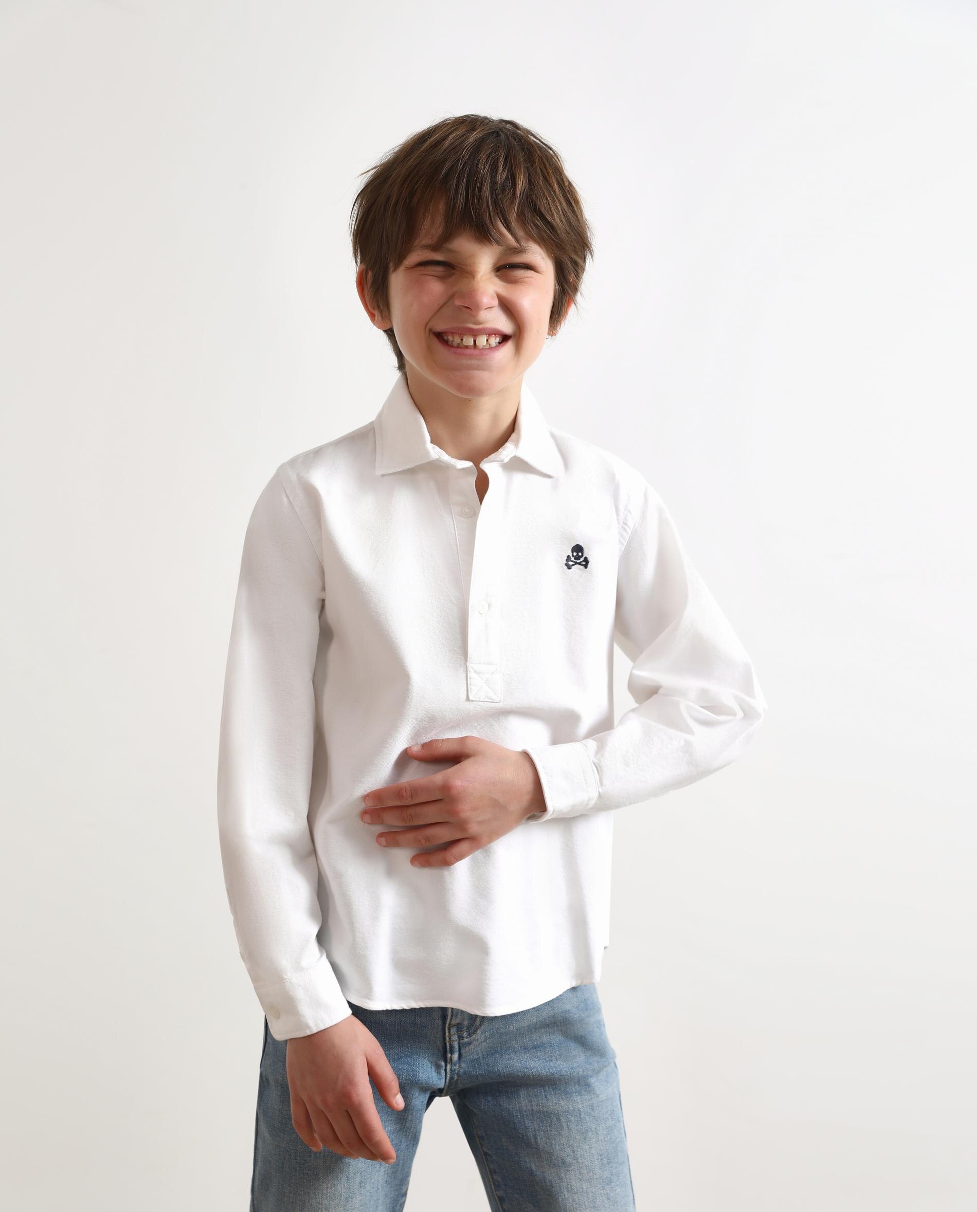 Camisa Infantil de Manga Comprida com Aba Tipo Polo Scalpers Branco-3