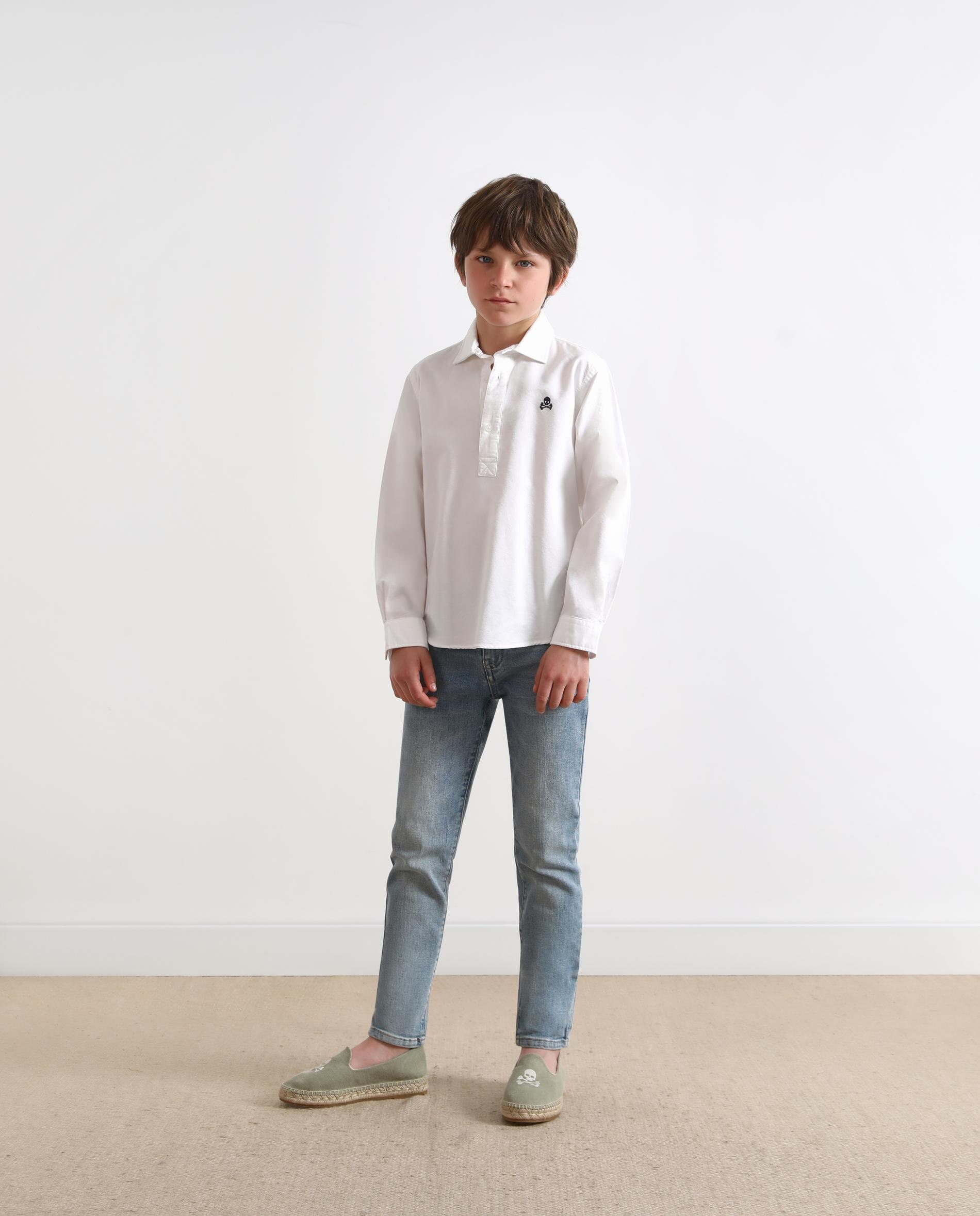 Camisa Infantil de Manga Comprida com Aba Tipo Polo Scalpers Branco-6