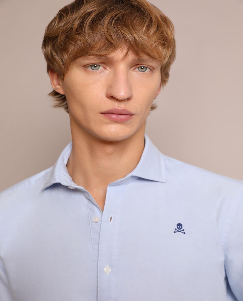Camisa Regular Fit Lisa Azul-claro-3