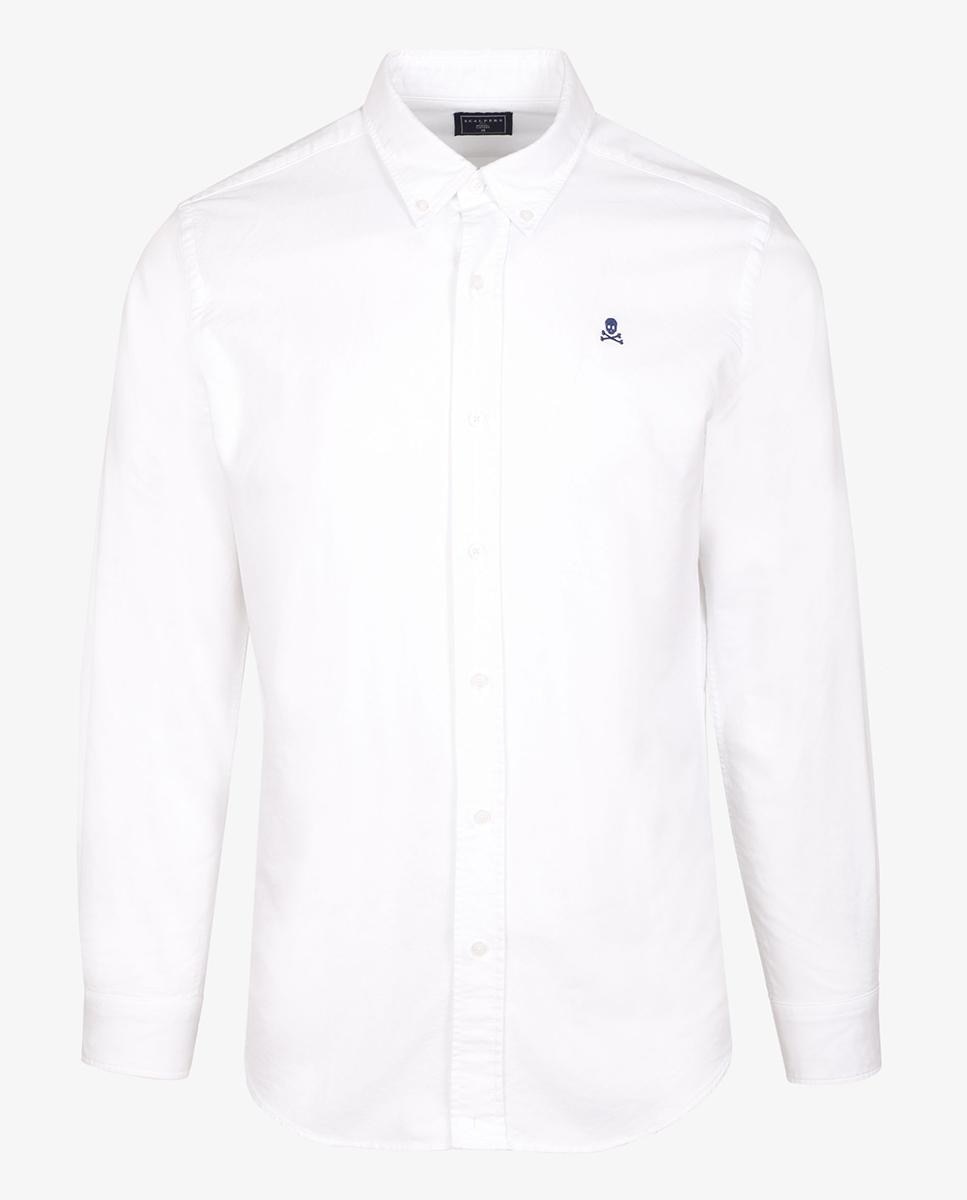 Camisa Regular Lisa em Branco Branco-4