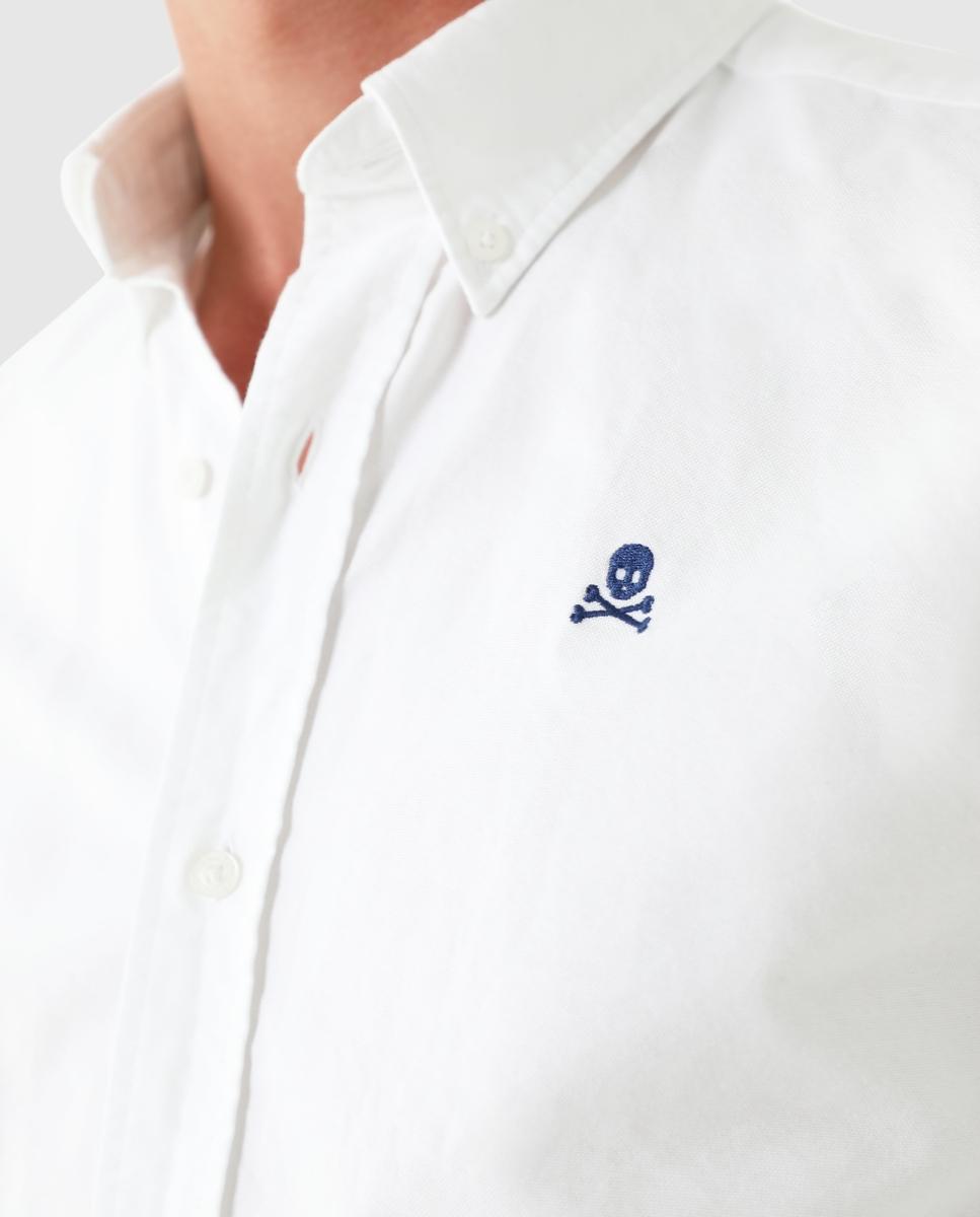 Camisa Regular Lisa em Branco Branco-5