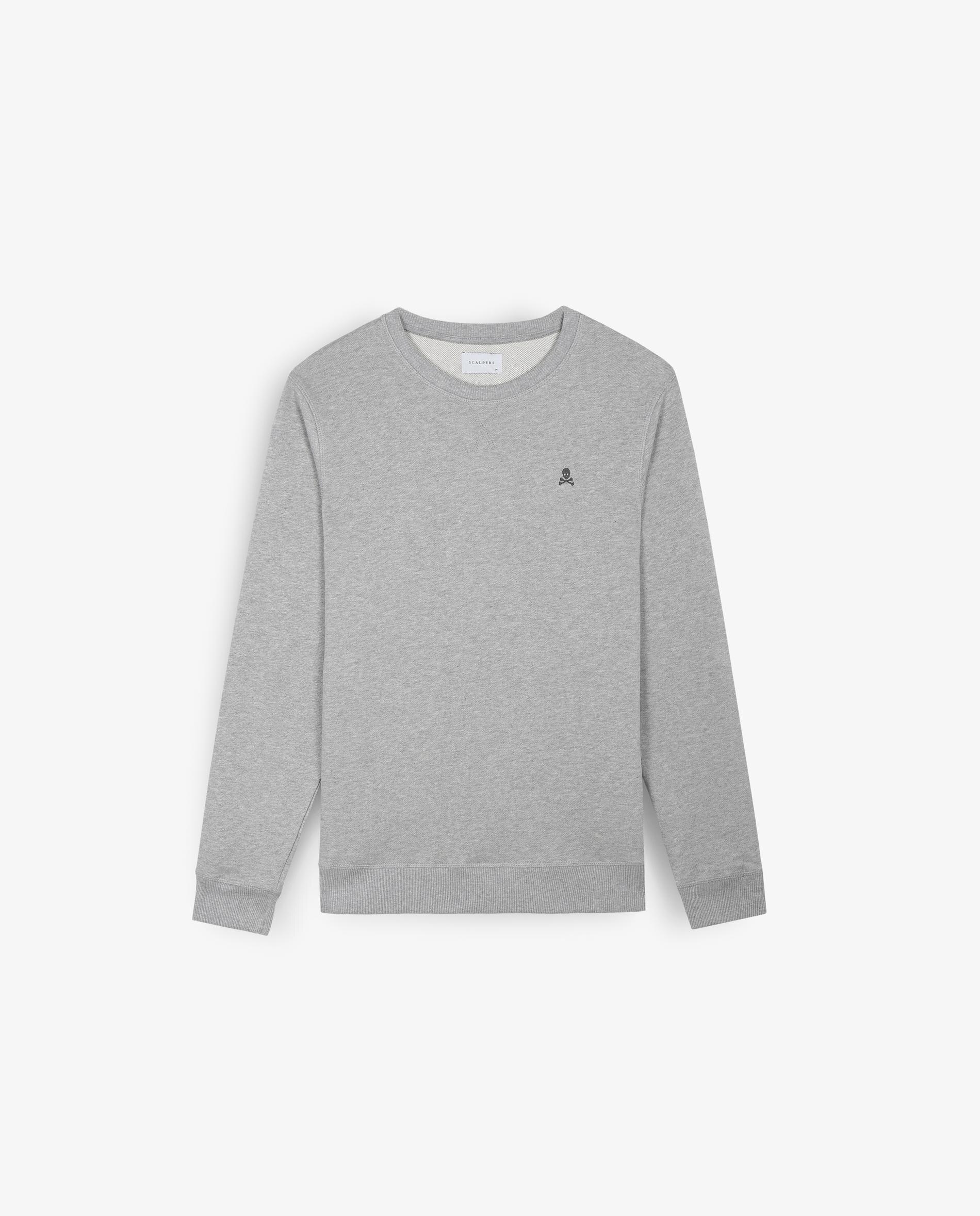 Sweatshirt de Algodão com Caveira Bordada Cinzento-4