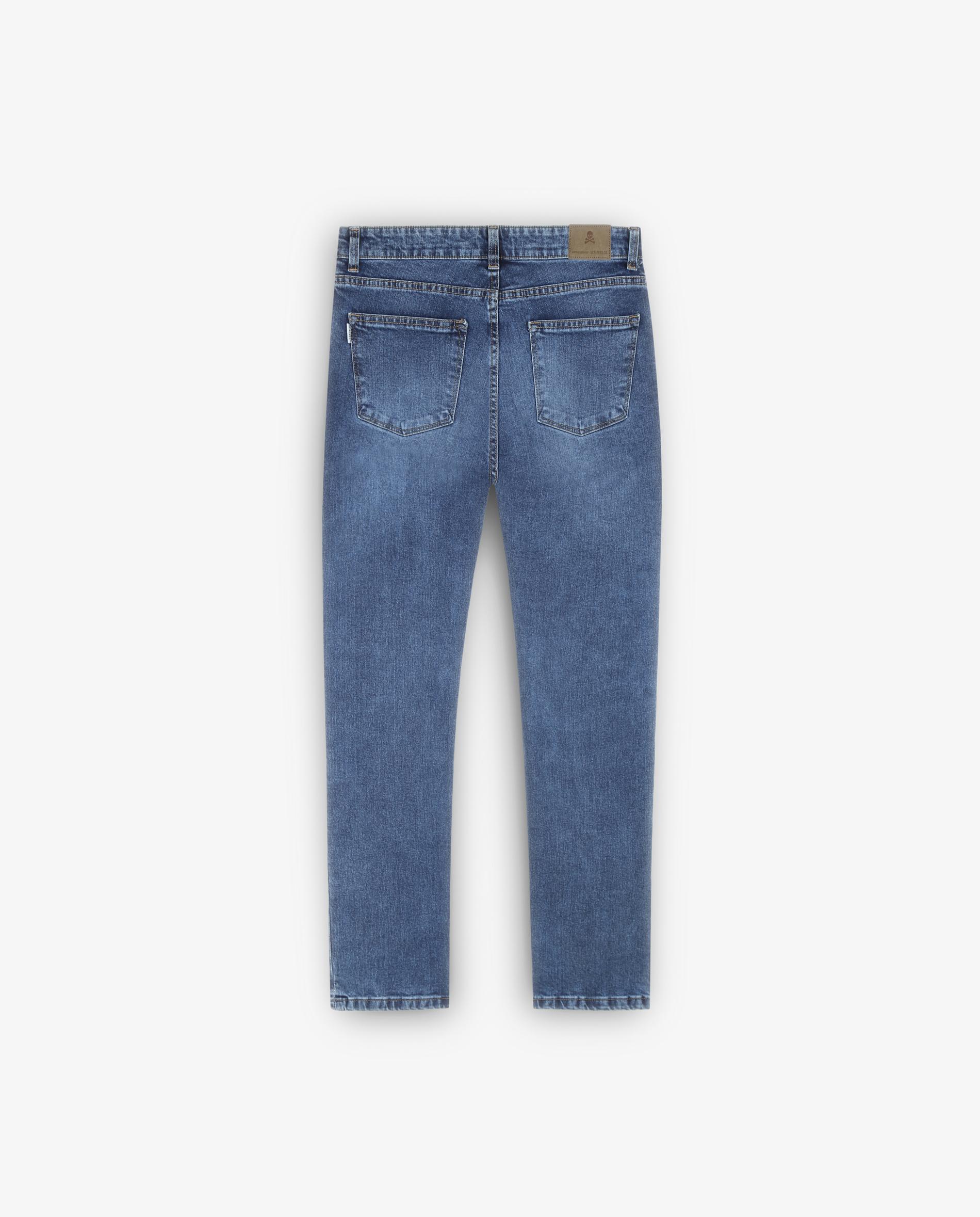 Jeans Slim Ligeiramente Elásticos Azul-escuro-6