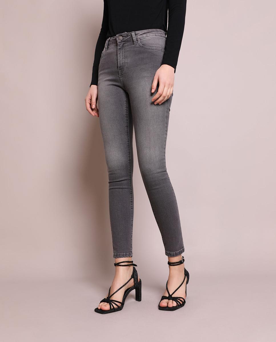Jeans Skinny Slim com Tachas Cinzentos-3