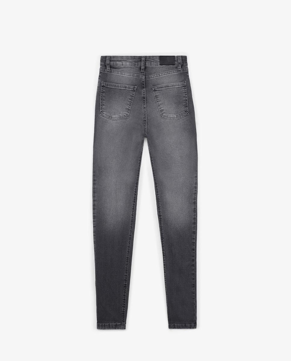 Jeans Skinny Slim com Tachas Cinzentos-5