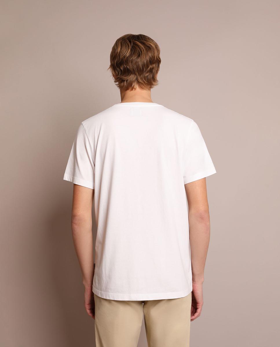 T-shirt de Manga Curta Básica com Logo Bordado Branco-2