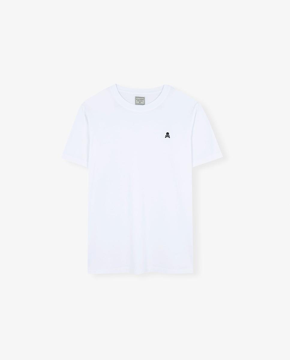 T-shirt de Manga Curta Básica com Logo Bordado Branco-5