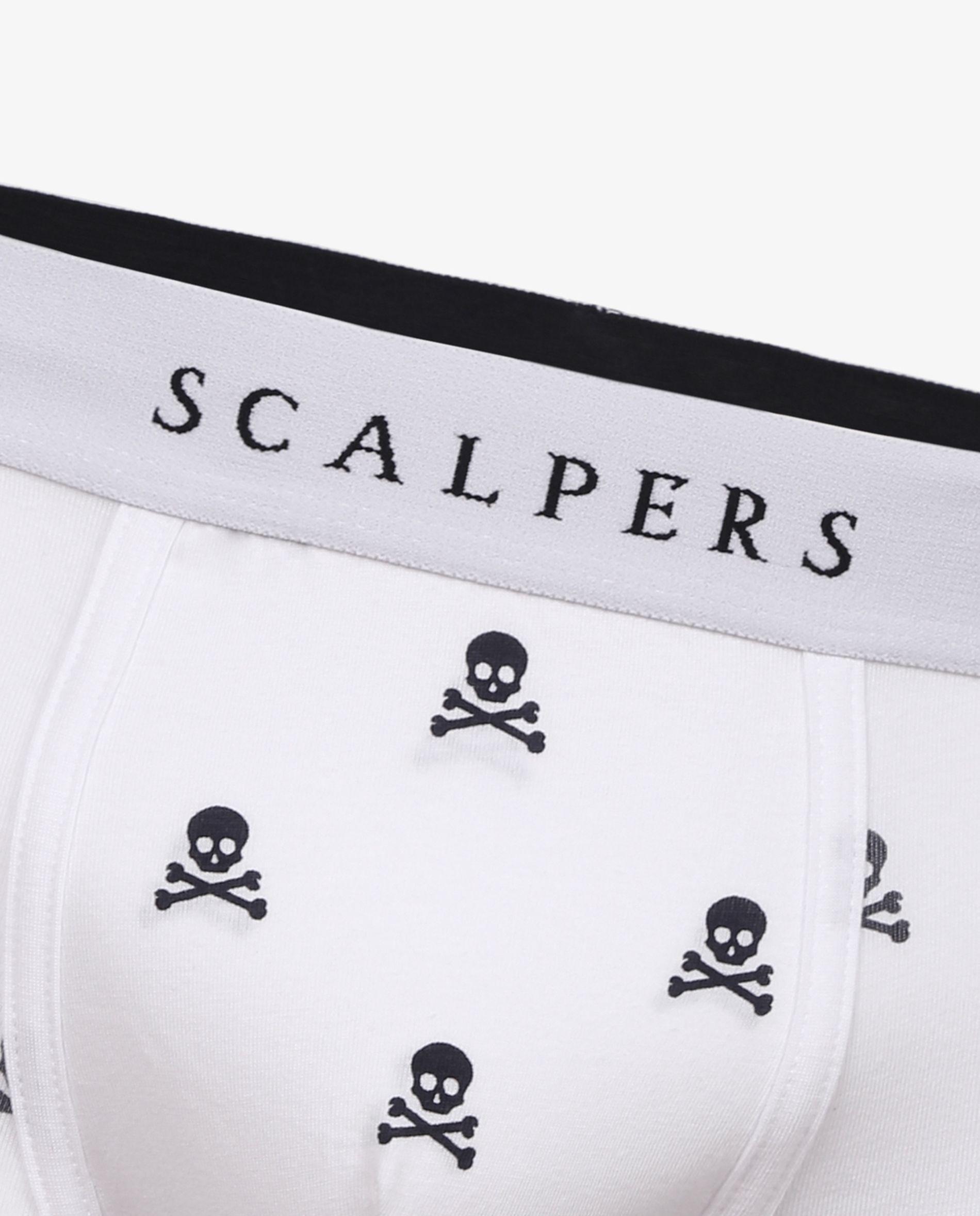 Boxers de Malha de Algodão Elástico com Caveiras Branco / Preto-3