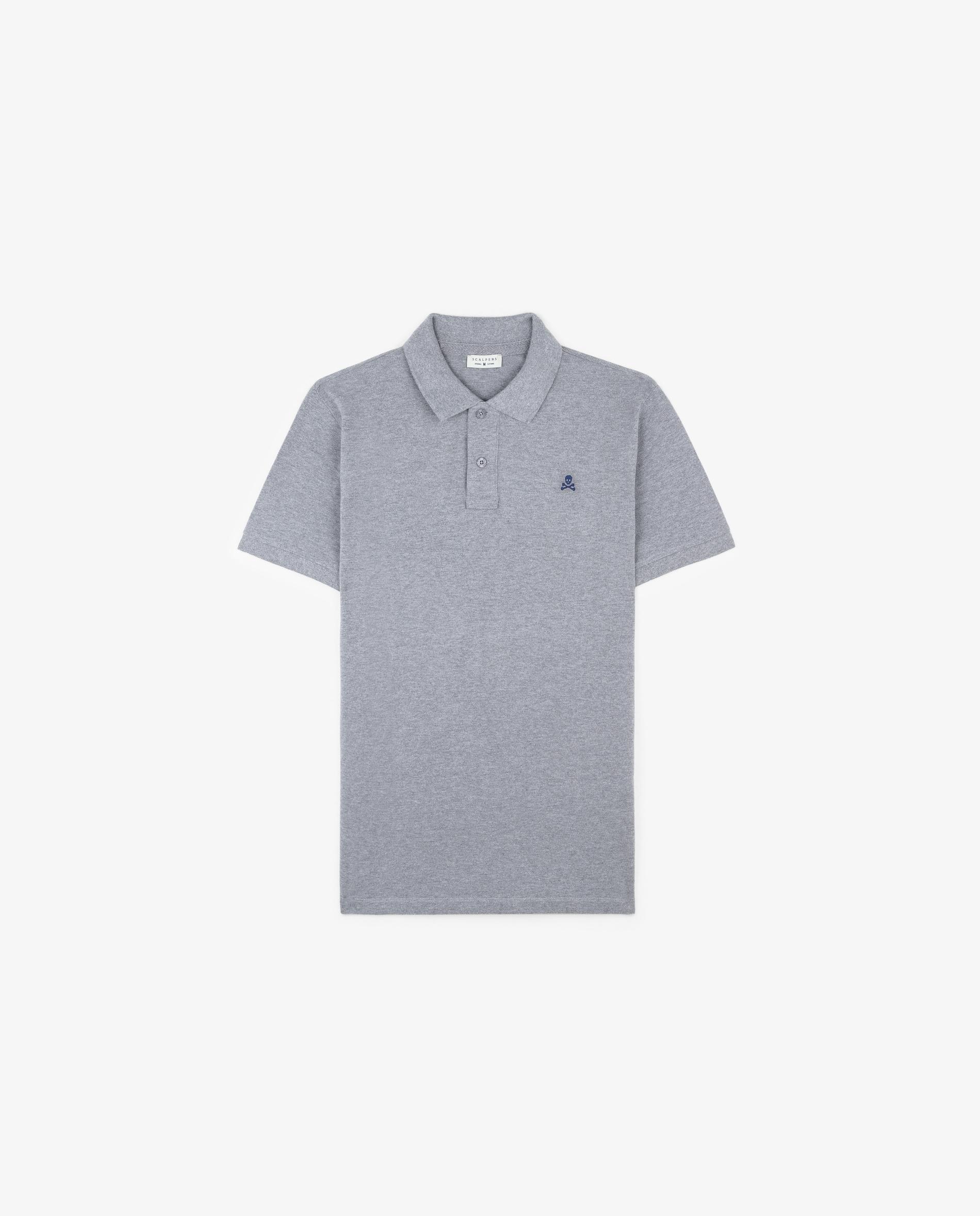 Polo de Manga Curta Regular Fit de Algodão Cinzento-5