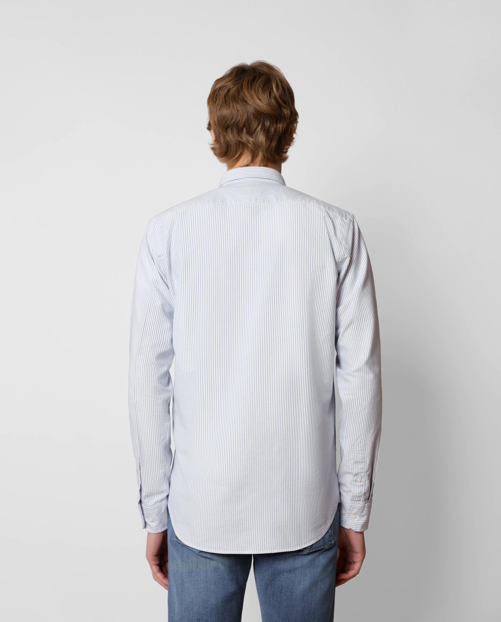 Camisa Regular às Riscas em Azul Azul-2