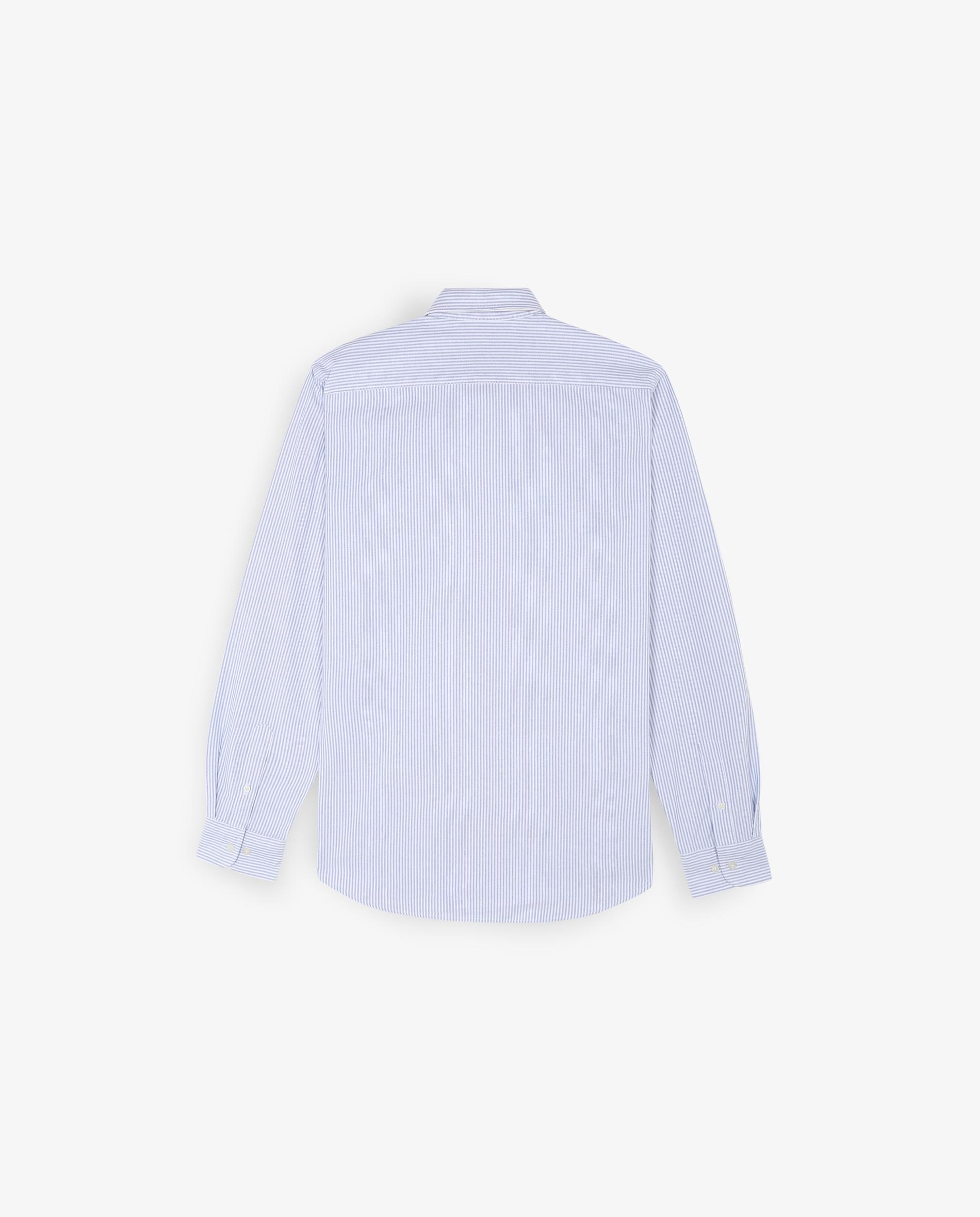 Camisa Regular às Riscas em Azul Azul-5