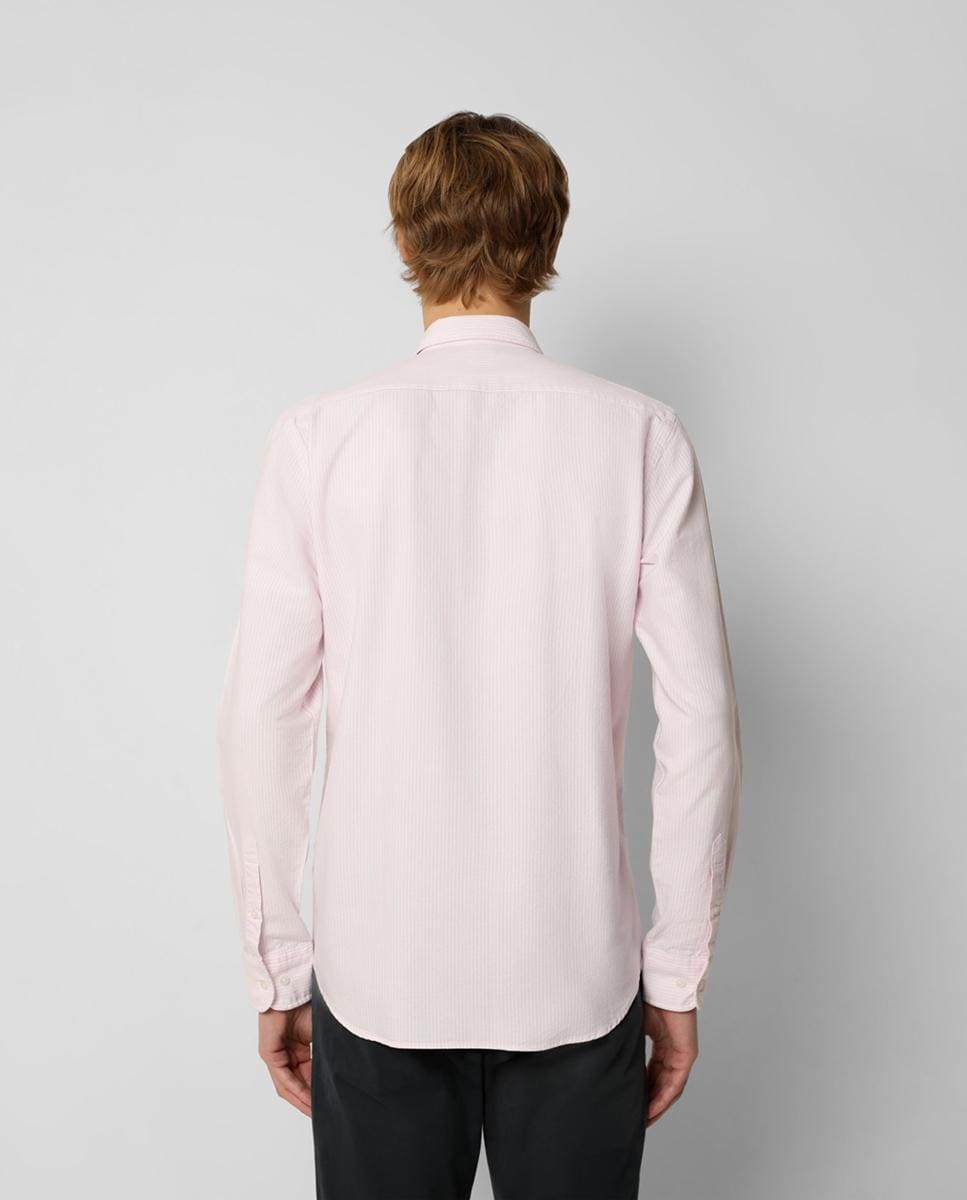 Camisa Regular Às Riscas Rosa-claro-2