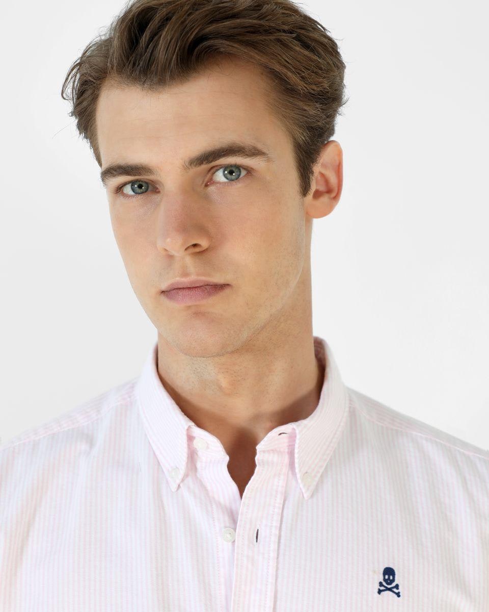 Camisa Regular Às Riscas Rosa-claro-4