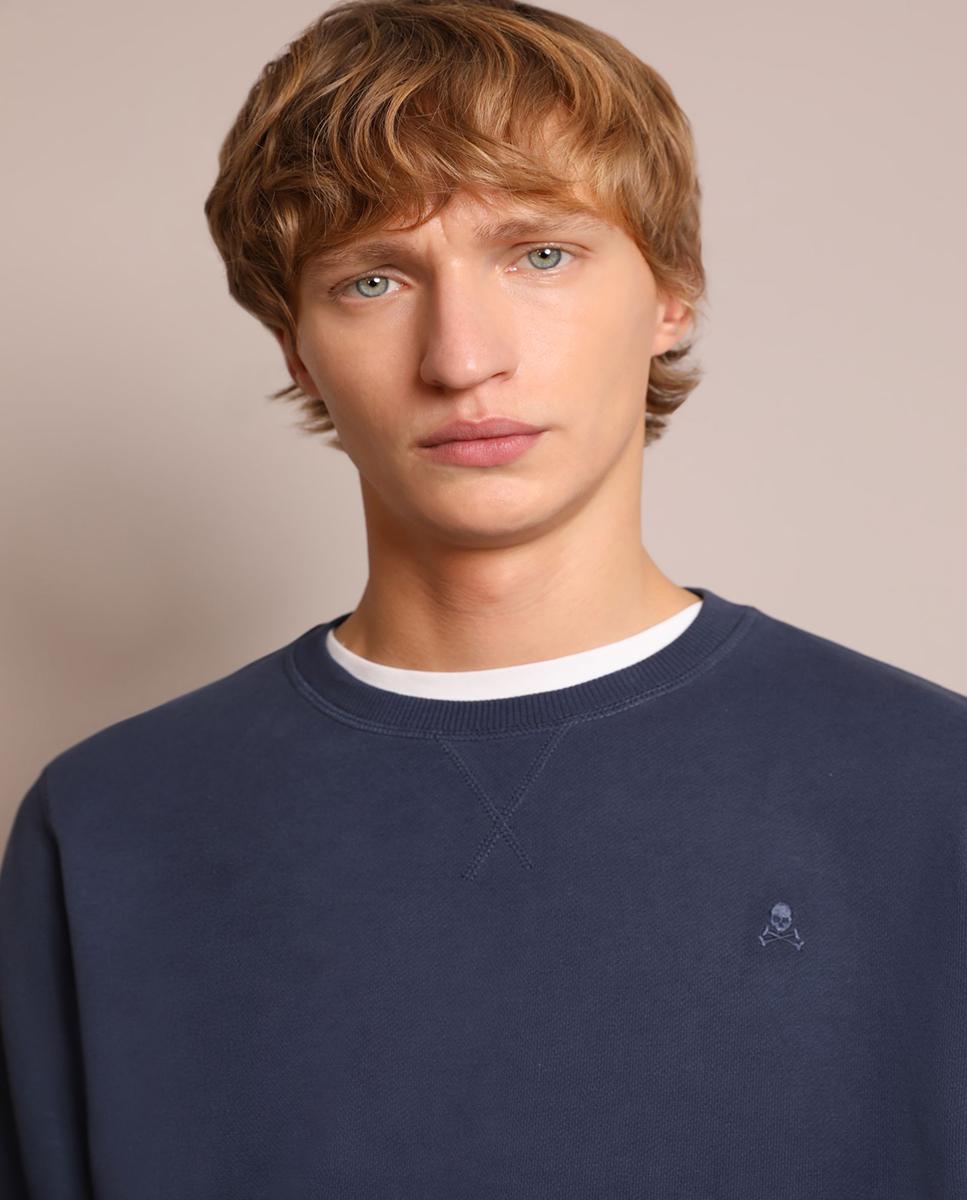 Sweatshirt em Azul-marinho com Gola Redonda Azul-marinho-3