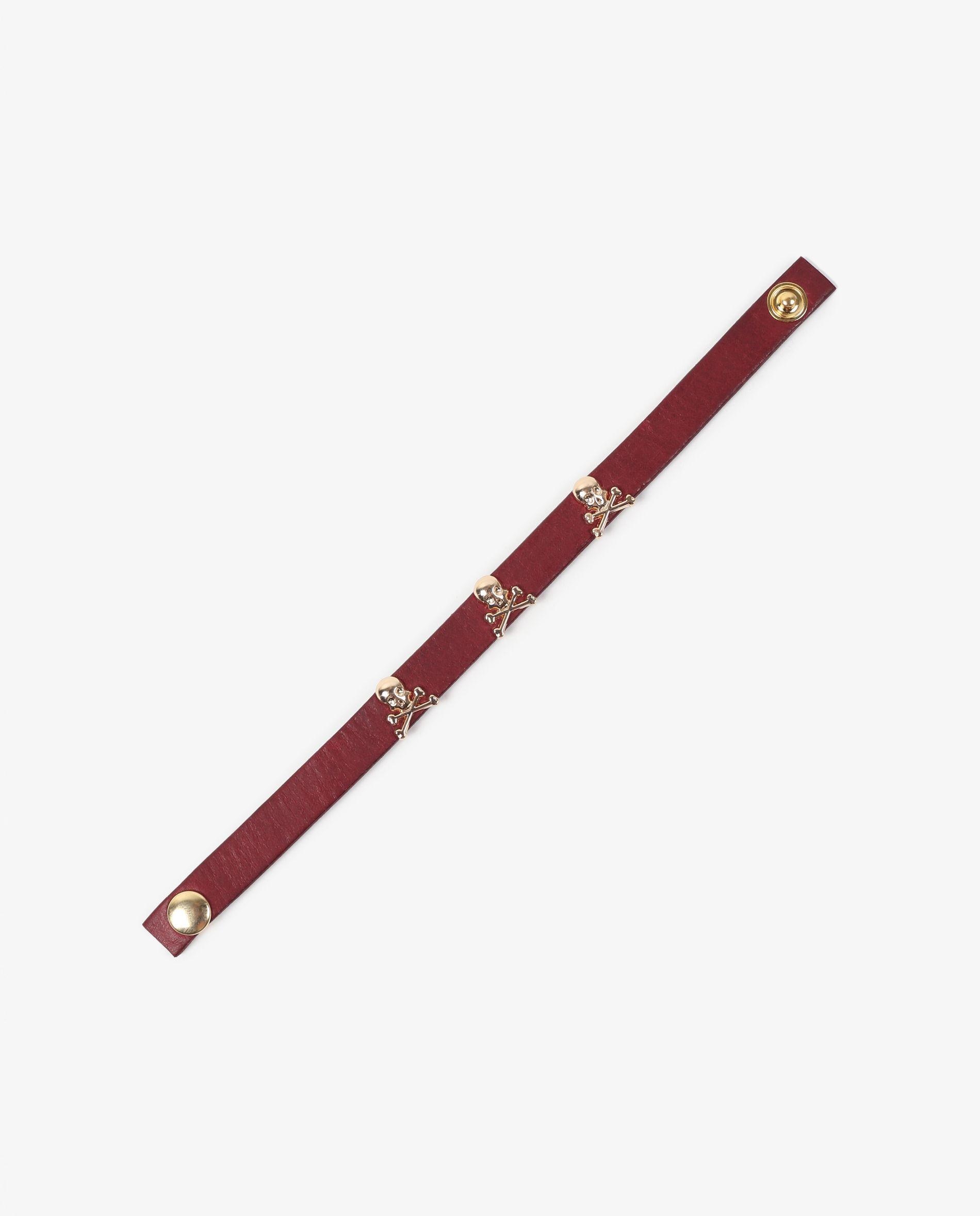 Pulseira de Pele em Vermelho Vermelho-3
