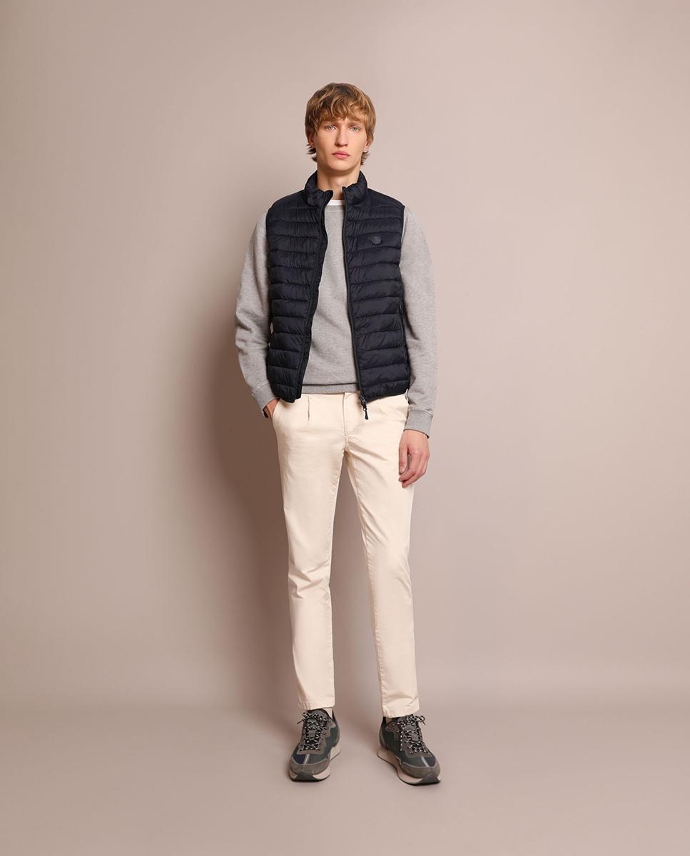 Colete Sobretudo Slim Fit com Fecho Zip Azul-marinho-1
