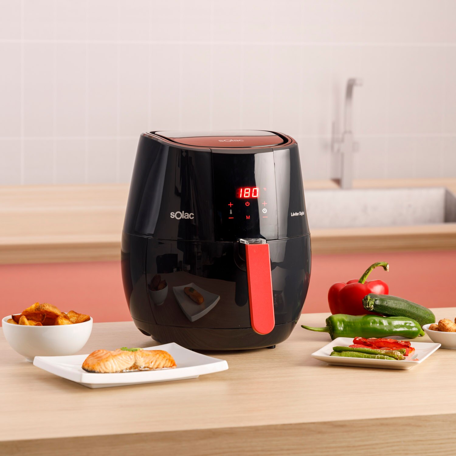 Fritadeira de Ar Quente Solac Leviter Digital 3,5L com 9 programas 1500W Preto-2