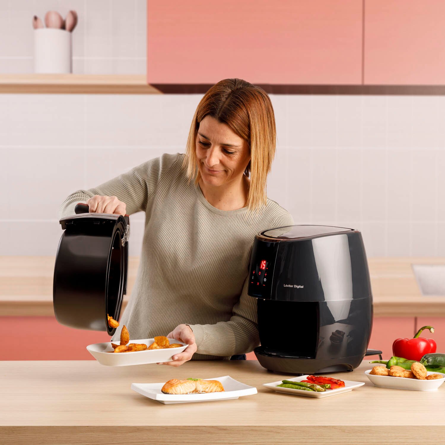 Fritadeira de Ar Quente Solac Leviter Digital 3,5L com 9 programas 1500W Preto-3
