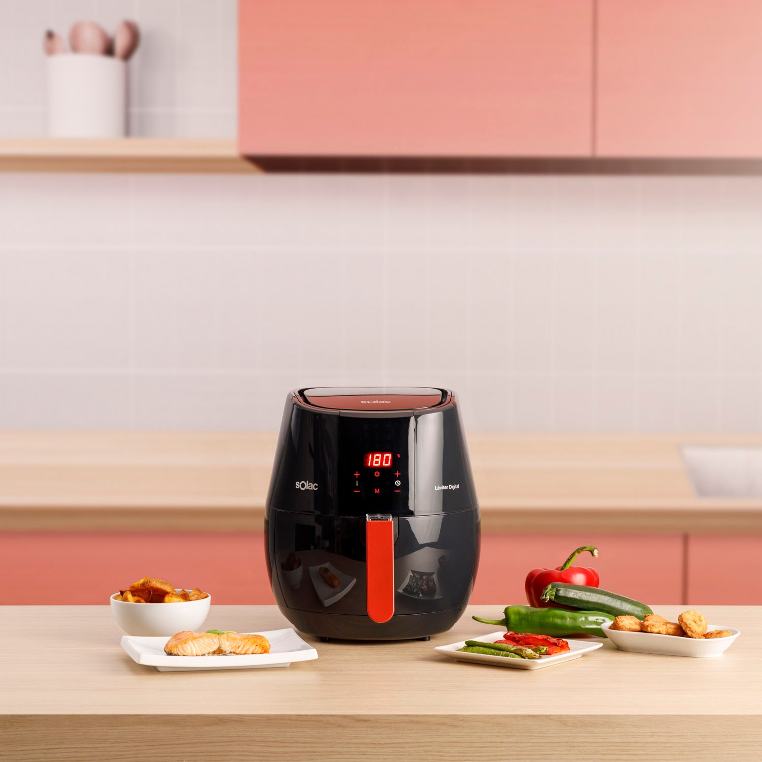 Fritadeira de Ar Quente Solac Leviter Digital 3,5L com 9 programas 1500W Preto-5