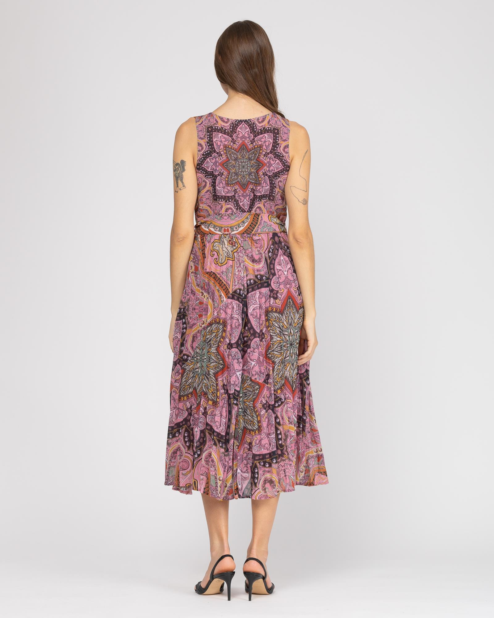 Vestido Midi Plissado Rosa-6
