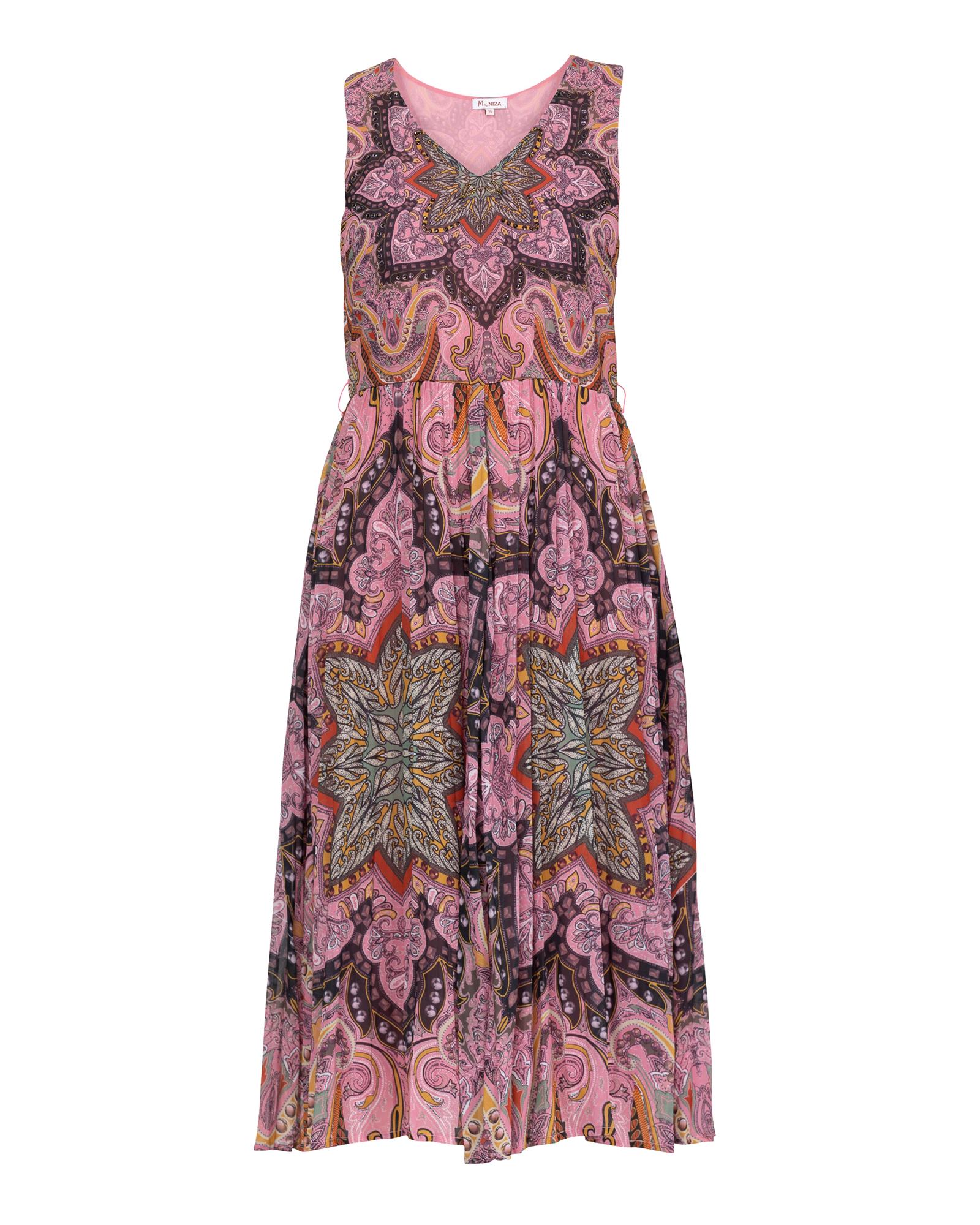 Vestido Midi Plissado Rosa-4