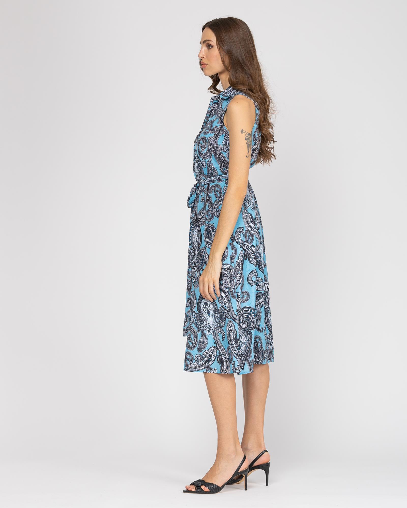 Vestido Tipo Camisa Midi Azul-claro-4
