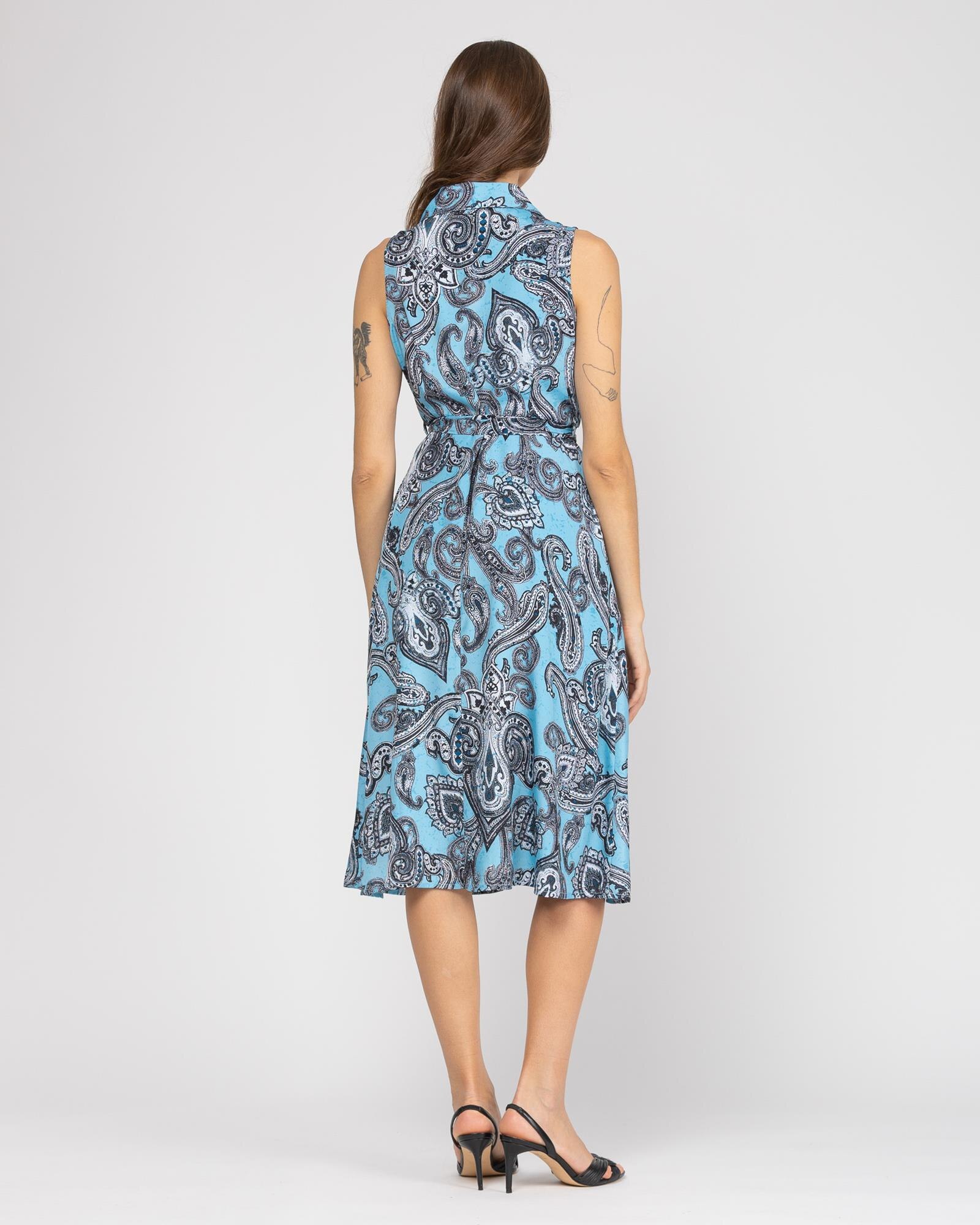 Vestido Tipo Camisa Midi Azul-claro-5
