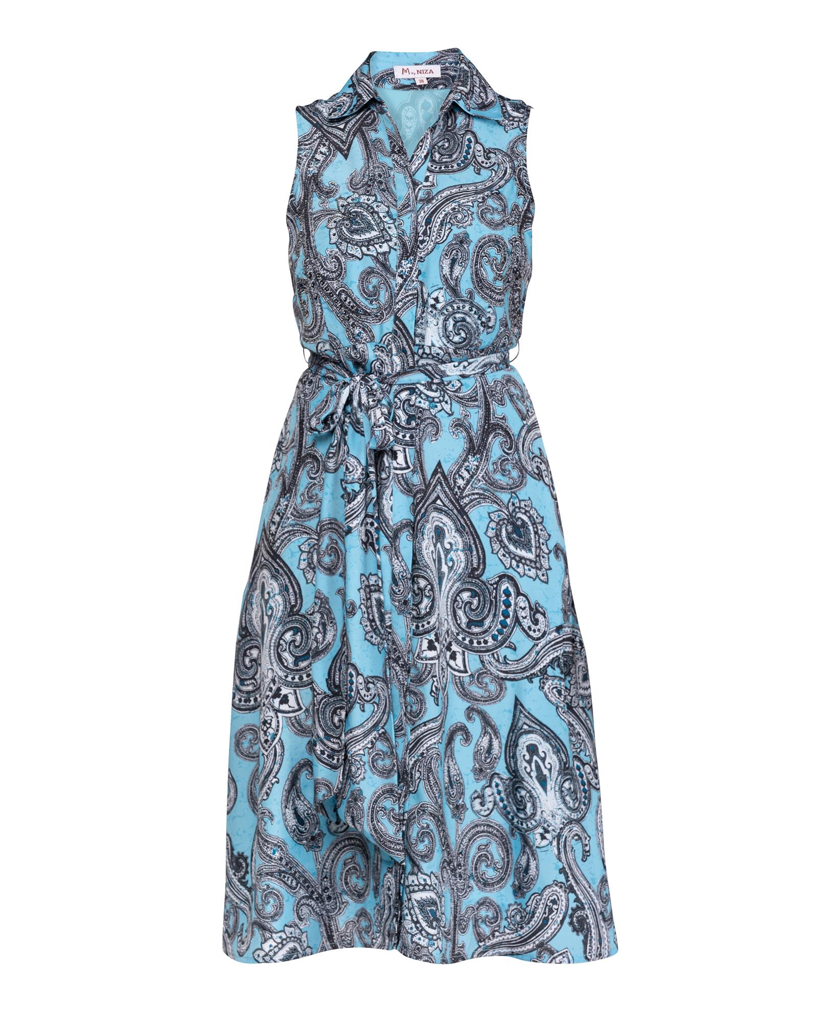 Vestido Tipo Camisa Midi Azul-claro-3