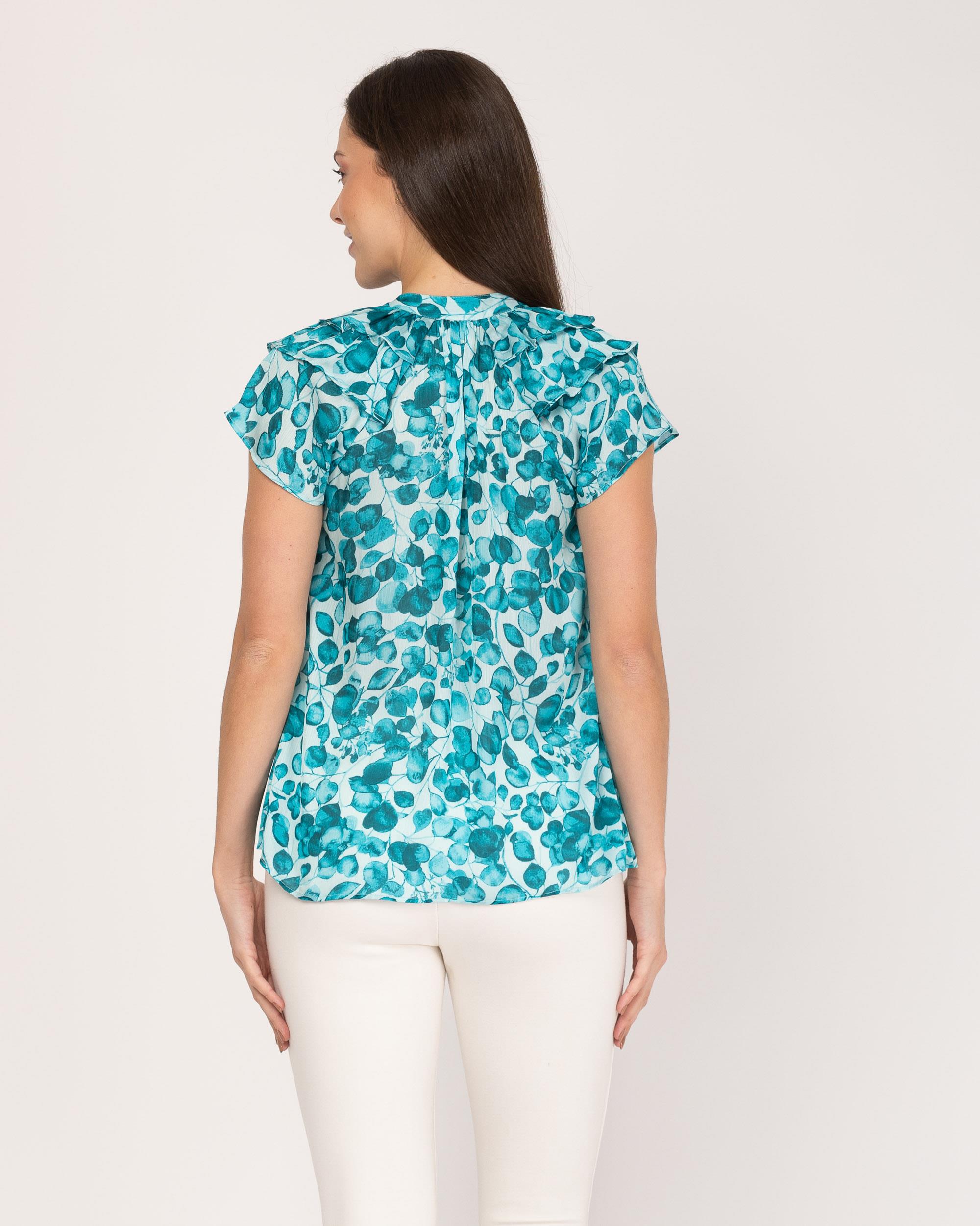 Blusa Estampado com Mangas Raglan Turquesa-3