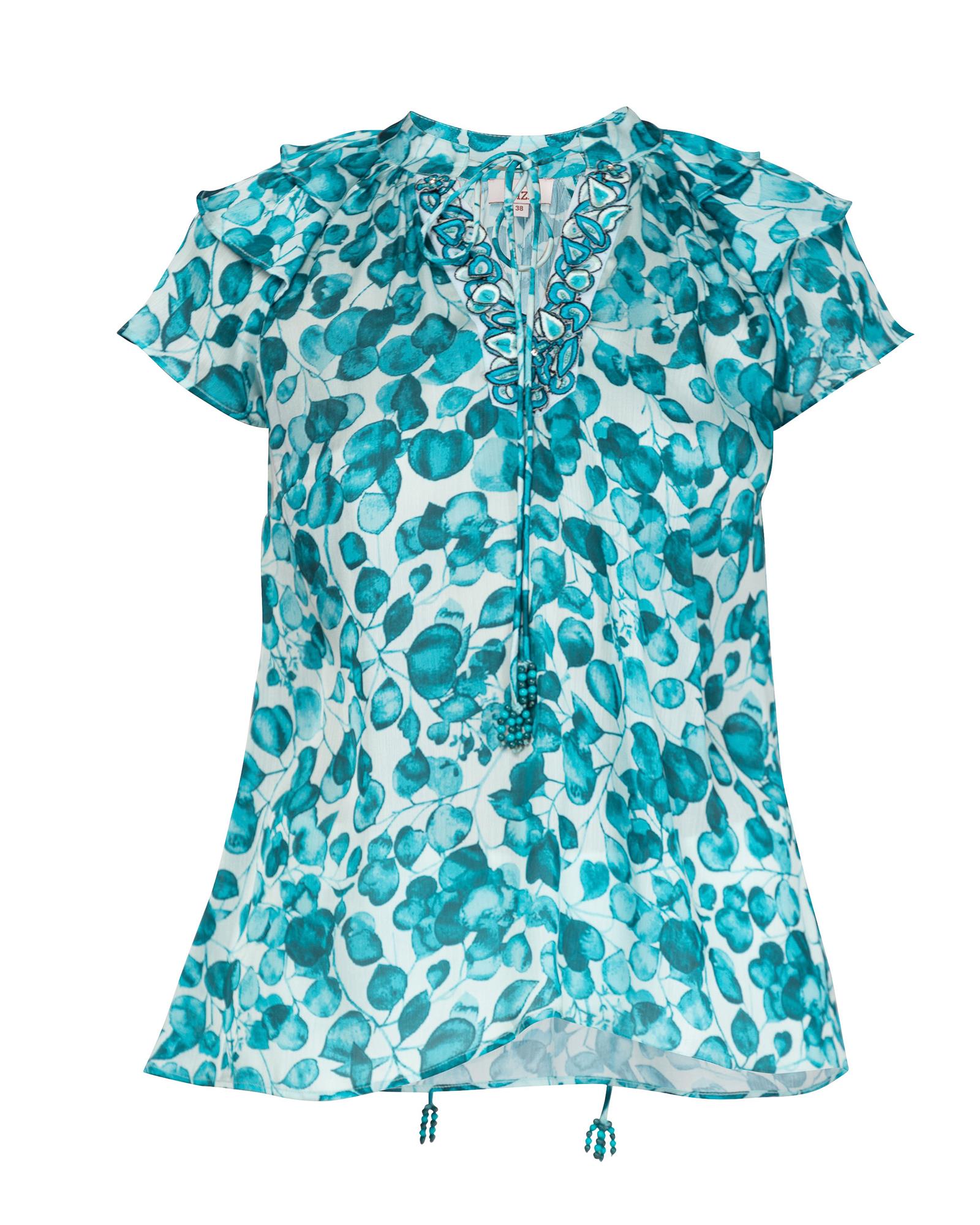 Blusa Estampado com Mangas Raglan Turquesa-6